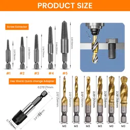 verilux Drill Bit Set and Screw Extractors for Easy Removal 54 6Pcs Drill Bit Set and 5Pcs Screw Extractors High Speed Steel Metric Set 78 Specialty Woodworking Bits image 3