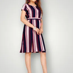 itsoutft Women A-line Blue, Pink Knee Length Dress-picture-16