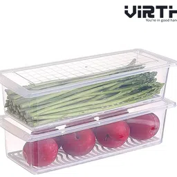 virth Plastic Drain Plate and Lid Stackable Fridge Storage Containers Drain Plate Fridge Storage Basket-picture-12