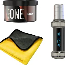 involve Combo Offer : One Musk & Elements Aqua Car Perfume & Microfiber Cotton Cloth Car Freshener Blocks-picture-18