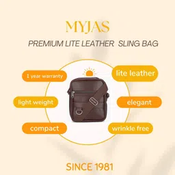 myjas Brown Men Sling Bag pure lite Leather Crossbody Bag,Side Bag Men,Passport Sling image 3