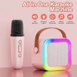 WALLMARTTSTORE Mini Portable Bluetooth Speaker with Mic & LED – Fun Singing Toy for Kids Speaker Mount-picture-33