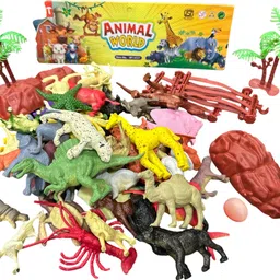 shetty toys 59 Pcs Small Animal Toys for Kids with Farm, Wild, Birds, Dinosaurs, Sea Animals image 3