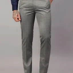 cantabil Men Regular Fit Grey Polycotton Trousers image 1
