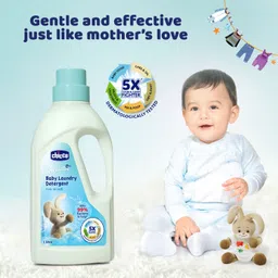 chicco Baby Laundry Detergent, Fresh Spring, 5X Stain & Germ Fighter, Kills 99% of Germs, Gentle on Clothes & Skin (1 L) Fresh Liquid Detergent image 3