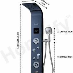 Elite Shower Panel 6 in One Tower System, Rainfall Shower, Body Massage Spray Handheld Shower, Temperature Display, Wall Mount Easy Connect Shower Panel Kit black colour image 4