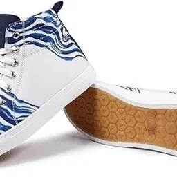 kobsook Luxe Men High Ankle Sneakers for Men (Blue Weave) High Tops For Men image 4