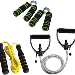 dr pacvu Set3|Toning Tube, Jump Skipping Rope and 2Small Griper Body Stretching,Exerciser Fitness Accessory Kit Kit-picture-15