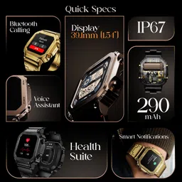 Fire-Boltt Retro 39.1mm (1.54) Display, Bluetooth call, Voice Assistance, Steel Straps Smartwatch image 3
