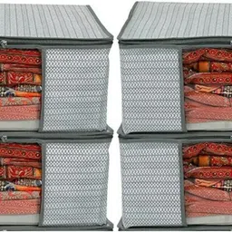 Aaliya grey saree cover pack of 4 with zippers Poly-canvas Laundry Bag-picture-12