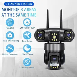 OSQD 4G Solar PTZ CCTV Camera 3 Lens Color Night Vision Two-Way Audio Alarm Security Camera image 5