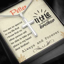 Brother Necklace, Cross Necklace Gifts For Brother From Sister Silver Pendant Set-image-83