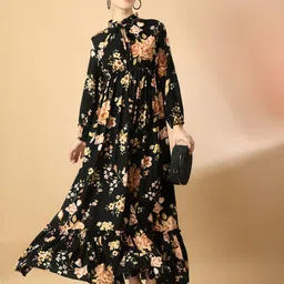 Women Fit and Flare Gold Maxi/Full Length Dress-image-4