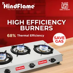 hindflame 3 Burner Tri maxx Stainless Steel Manual Gas Stove image 2
