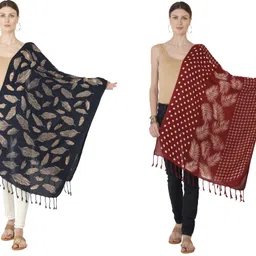 sriyaana Printed Viscose Women Maroon, Blue Scarf, Stole, Fancy Scarf-picture-19