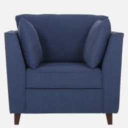 woodsworth from pepperfry Miranda Chenille Fabric 1 Seater Sofa In Navy Blue Colour image 5