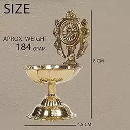 t-ka108 Brass Shanku Chakra Kuber Diya, Deepam for Home Pooja Decor & Gifting Brass Table Diya Set image 5