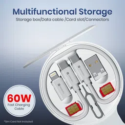 Portronics USB Type C Cable 0.27 m ChargeMate Trio 3 in 1 Wireless Charger With Multifunctional Fast Charging Data Cable Kit image 3