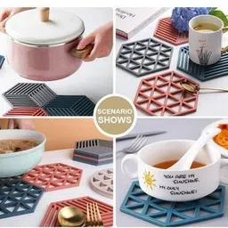 divyanshi Trivet Mats for Hot Dishes, Heat-Resistant Pot, Multipurpose Non-Slip Kitchen pvc Trivet image 3