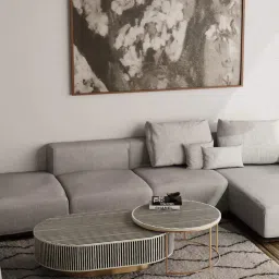 casagold Jordan Bone Inlay Nesting Coffee Table Set (Set of 2) In Black Colour image 3