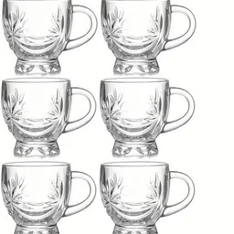 Pack of 6 Glass Footed Tea Mug with Handle Transparent Drinking Cup for Milk, Cappuccino, Coffee-image-68
