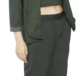 hautemoda Women 3Pc Co-Ord Set |Top, Pants And Blazer Solid Suit image 3
