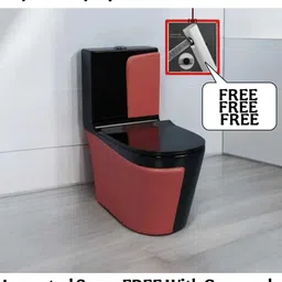 solano Premium Quality C020 Premium Quality Shining Black commode with Red Matt Finish and Round Flush Western Commode-picture-31