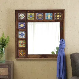 woodenmood Siramika Sheesham Wood Wall Mirror in Brown image 1
