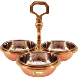 ssa Copper Sauce Bowl S/C 3 Handi compartment pickle set-picture-17