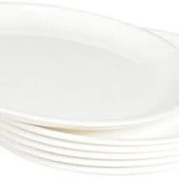 everbuy Light Weight Odorless Gloss Finish Stackable BPA Free Microwave Safe and Unbreakable Round White Half Plates Snacks Plate Appetizer Plate Breakfast Plate For Home and Restaurant (7.5 inches) Half Plate-picture-16