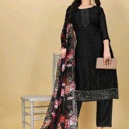 fusionvalley Unstitched Georgette Salwar Suit Material Embroidered-picture-15
