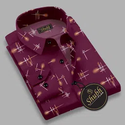shubhflax Men Regular Fit Printed Cut Away Collar Formal Shirt-picture-27