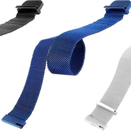 ACM WSM4M20BKBLSL4045 Pack of 3 Watch Strap Magnetic Belt 20mm for Timewear 305wdtg Analog (Black/Blue/Silver) Smart Band Strap image 3