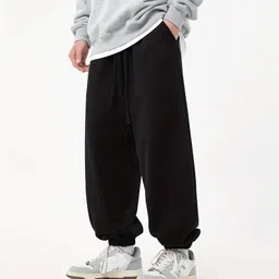 dockstreet Men Loose Fit Black Cotton Blend Trousers-picture-22