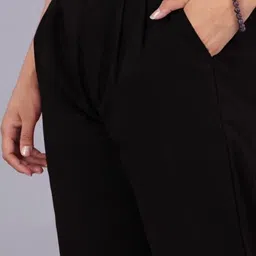 solid stitching Pack of 2 Women Regular Fit Black, White Pure Cotton Trousers image 4