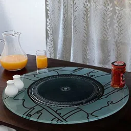 xllent Revolving Toughened Glass Turntables Lazy Susan 18", Opera Multicolor glass Trivet-picture-24