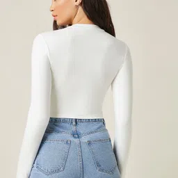 aahwan Casual Regular Sleeves Solid Women White Top image 2