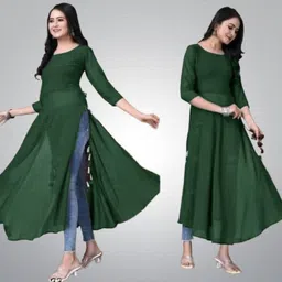 panth creation Women Fit and Flare Dark Green Maxi/Full Length Dress image 2