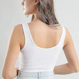 pinovo Pack of 2 Casual Sleeveless Solid Women Black, White Top image 5