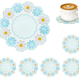 puno Silicone Hot Pot Holder/Silicon Hot Mat/Dining table mat(Set of 4)BLUE COLOR mat finish Trivet image 2