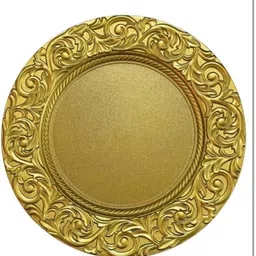 habibimpex Gold Serving Plate for Snacks, Desserts, Starters, Sweets for Hotels, & Events Charger Plate image 3