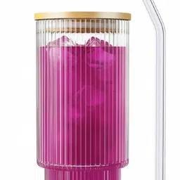 shipplier Fancy Glass Cup with Bamboo Lid & Straw – Reusable Beverage Tumbler Glass Tumbler-picture-26