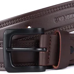 Men Formal, Casual Brown Genuine Leather Belt-image-2