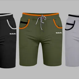 wereko Pack of 3 Printed Men Black, Green, Silver Regular Shorts-picture-20