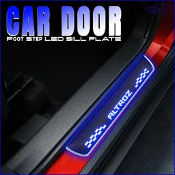 fabtec Mirror Finish Car Door Foot Step LED Sill Plate for Altroz(Set of 4, Blue) Door Sill Plate image 2