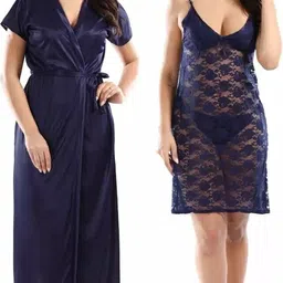 rangmor Pack of 2 Women Nighty with Robe-picture-23