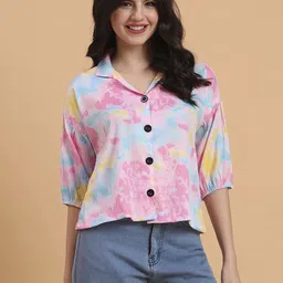 ekasya Women Boxy Fit Printed Lapel Collar Casual Shirt image 5