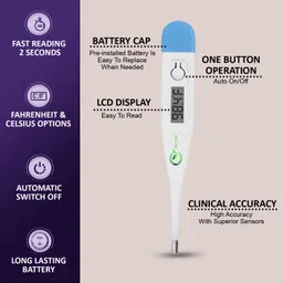 RCSP Digital Body Temperature Check For Child and Adult Quick Measurement Oral or Underarm Use for Fever Check Celsius & Fahrenheit Thermometer image 2