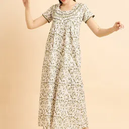 Sweet Dreams Green Floral Printed Maxi Nightdress-image-26