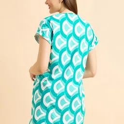 Sweet Dreams Teal Green Geometric Printed Nightdress image 3